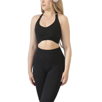 Top con copas | Alto Impacto, Liso – negro