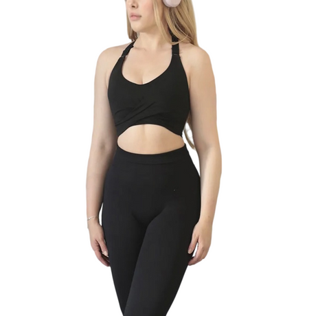 Top con copas | Alto Impacto, Liso – negro