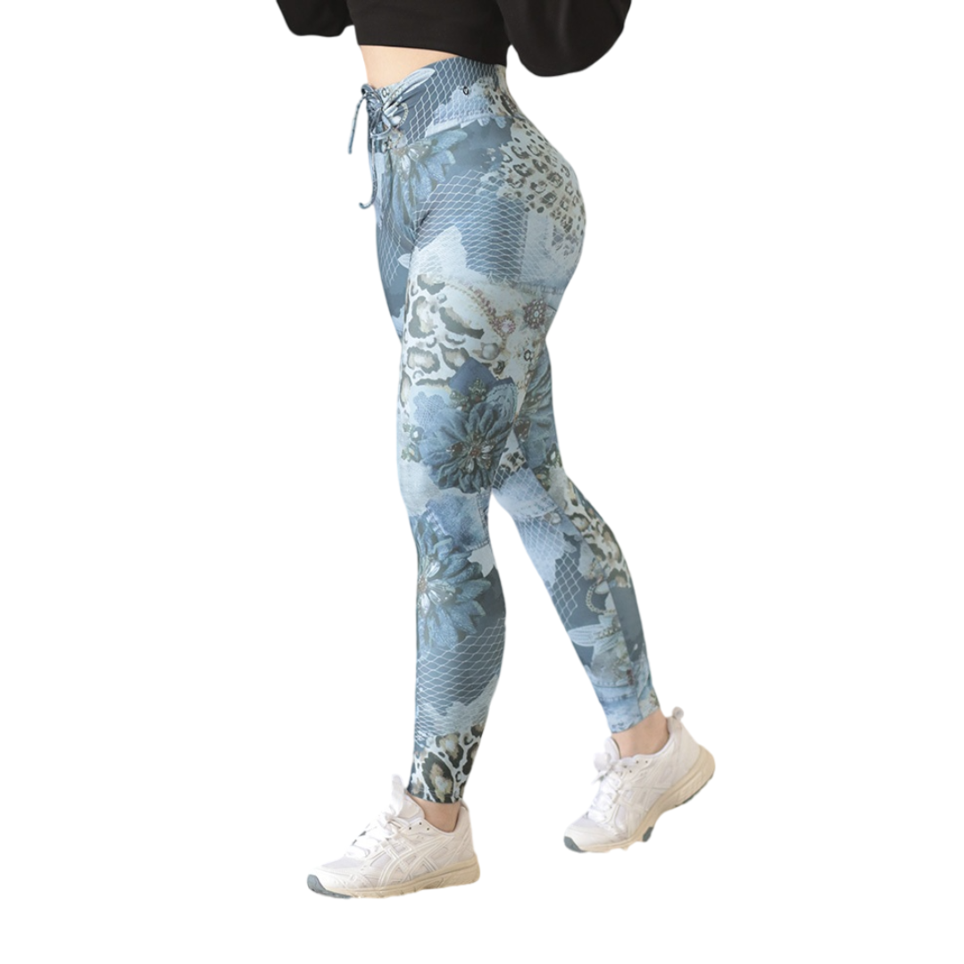 Leggings push up | Supplex Stretch, Liso Parches – Azul