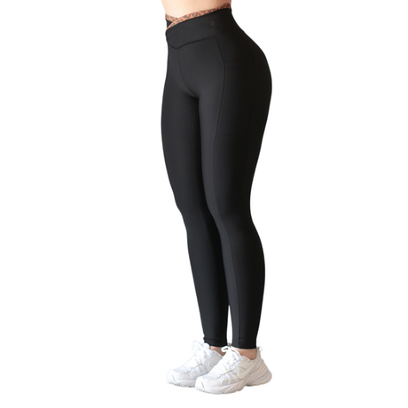Leggings básico con bolsillos | Supplex Stretch, Liso – Negro
