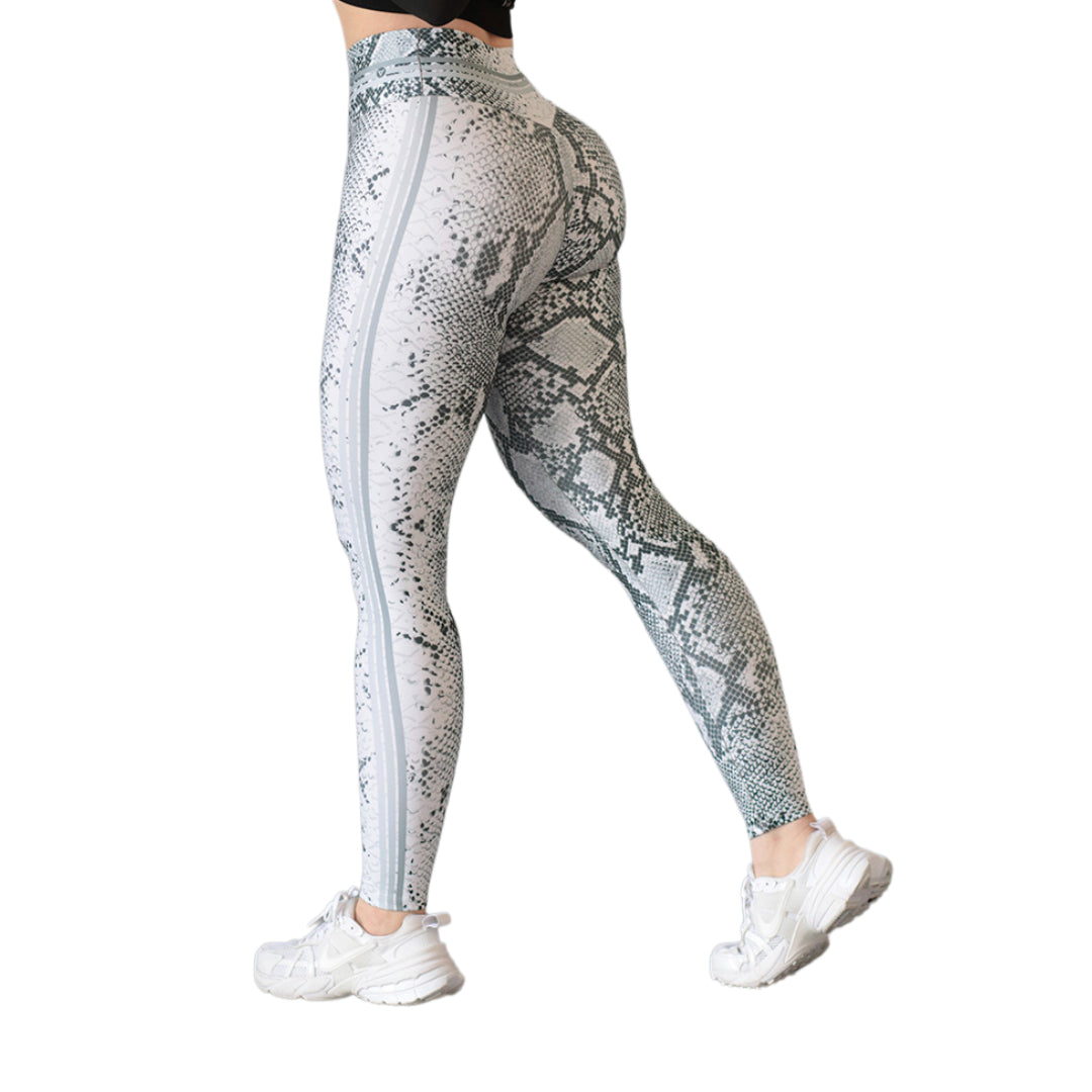 Leggings push up | Supplex Stretch, Liso Reptil – Blanco