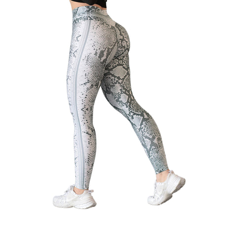 Leggings push up | Supplex Stretch, Liso Reptil – Blanco