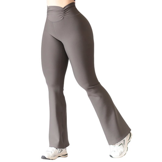 Leggings Deportivos para Mujer Fitness: Efecto Básico, Cintura Alta Plizado, Textil Lycra Transpirable con Acabado Liso, Color Gris | Adriana Olimpo