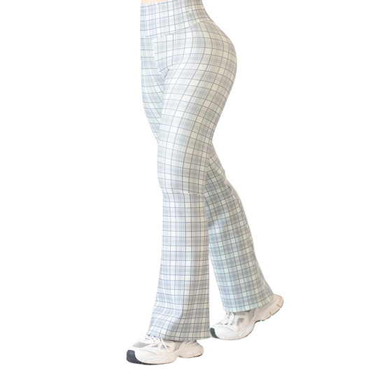 Leggings Deportivos para Mujer Fitness: Efecto Push Up, Cintura Alta, Textil Lycra Transpirable con Acabado Liso Cuadricúla, Color Gris Aqua | Adriana Olimpo