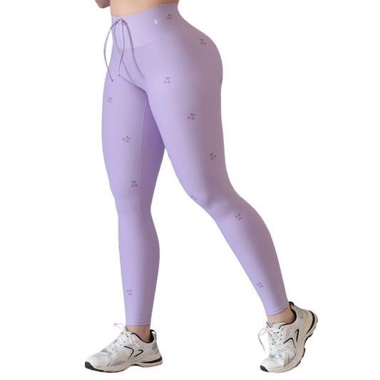 Leggings Deportivos para Mujer Fitness:  Efecto Push Up, Cintura Alta, Textil Lycra Transpirable con Acabado Liso, Color Lila Cereza | Adriana Olimpo