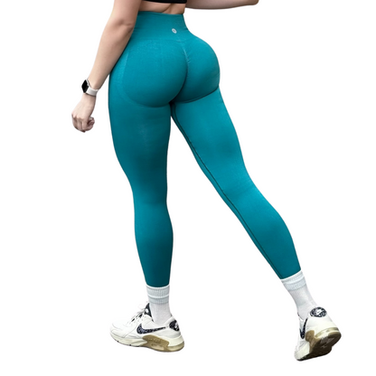 Leggings Deportivos para Mujer Fitness: Seamless Efecto Push Up y Burbuja, Cintura Alta, Textil Tejido Liso Suave Transpirable , Color Verde Jade | Adriana Olimpo