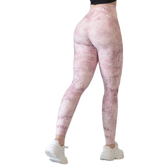 Leggings deportivos supplex para mujer, efecto push up con cintura alta, textil lycra transpirable con acabado liso rustico. Color salmón | Adriana Olimpo