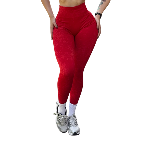 Leggings Burbuja + Push Up | Seamless Compresión - Rojo Deslavado