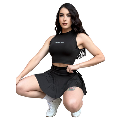 Falda Short Deportiva para Mujer Fitness: Con Lazo, Textil Lycra Transpirable con Acabado Liso, Negro | Adriana Olimpo 🖤