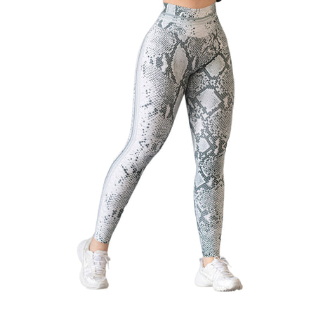 Leggings push up | Supplex Stretch, Liso Reptil – Blanco