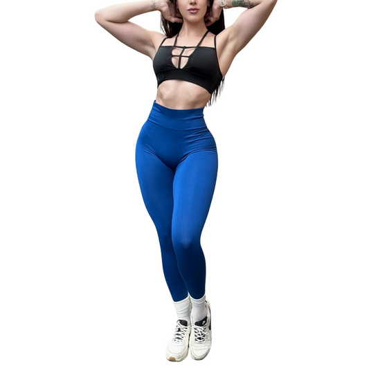 Leggings Deportivos para Mujer Fitness: Seamless Efecto Push Up, Cintura Alta, Textil Tejido Liso Suave Transpirable , Color Azul Indigo | Adriana Olimpo (Copia)