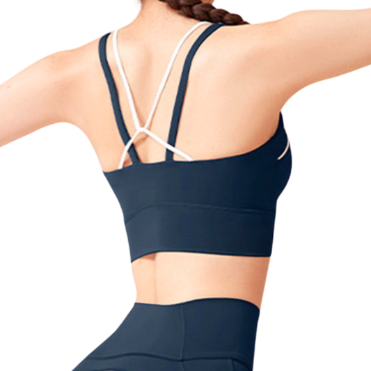 Top para Mujer Fitness: Efecto Alto Impacto, Ajuste Perfecto, Con avertura para Copas, Textil Liso, Transpirable, Color  Azul | Adriana Olimpo