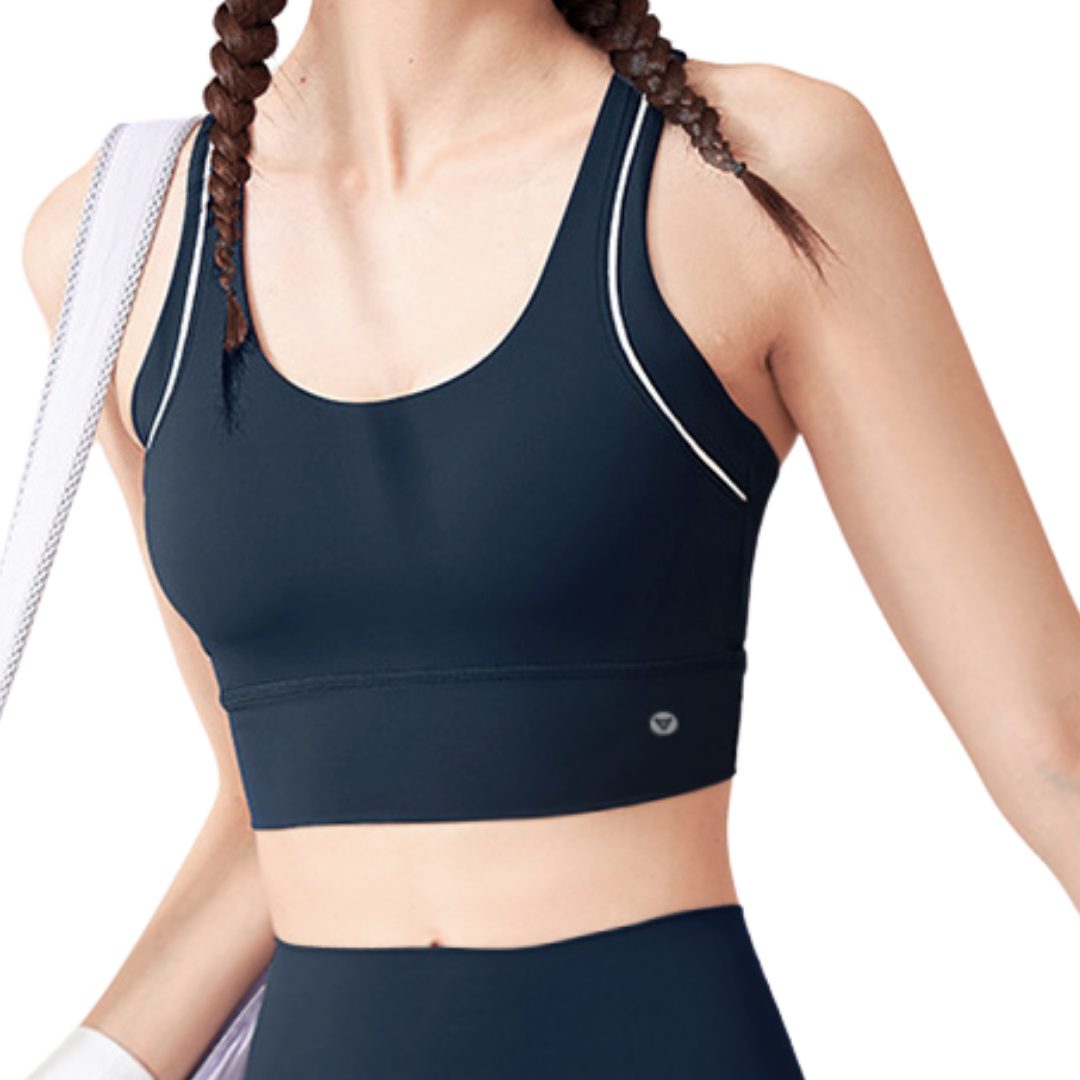 Top para Mujer Fitness: Efecto Alto Impacto, Ajuste Perfecto, Con avertura para Copas, Textil Liso, Transpirable, Color  Azul | Adriana Olimpo