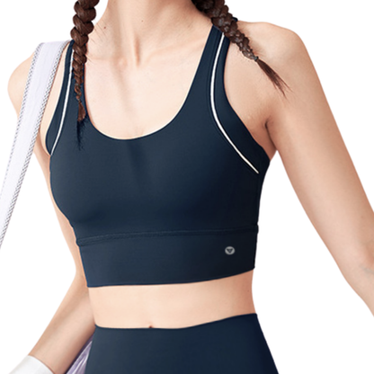 Top para Mujer Fitness: Efecto Alto Impacto, Ajuste Perfecto, Con avertura para Copas, Textil Liso, Transpirable, Color  Azul | Adriana Olimpo