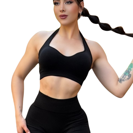 ADRIANAOLIMPO® | Top - Top Halter Deportivo | Dashian Slim – Midnight Black | Ropa deportiva para mujer Elite HotSale Blackfriaday Envío Gratis a México. Mayoreo Menudeo Ofertas Exclusivas