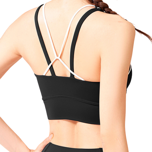 Top para Mujer Fitness: Efecto Alto Impacto, Ajuste Perfecto, Con avertura para Copas, Textil Liso, Transpirable, Color  Negro | Adriana Olimpo