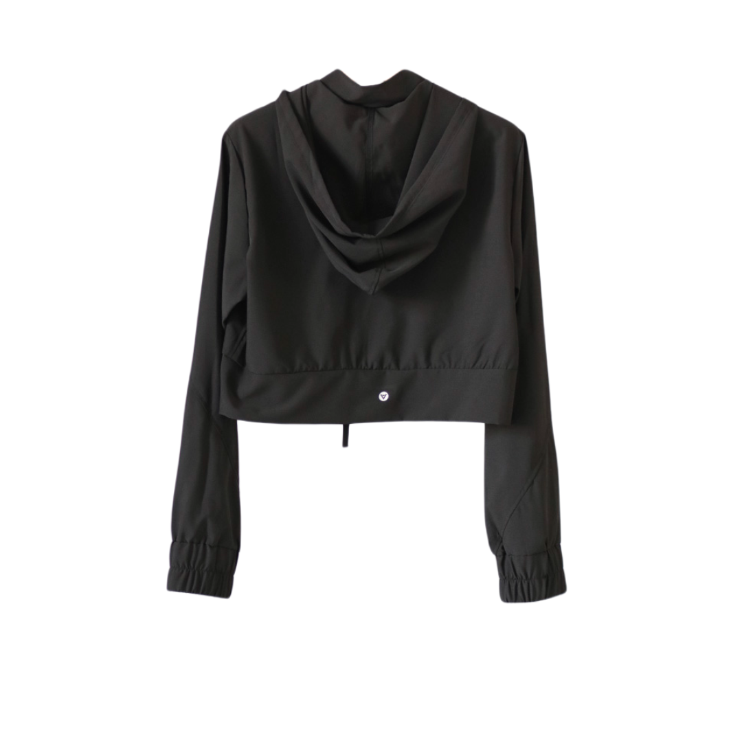 Chamarra Rompe vientos deportiva manga larga | Transpirable, Liso – Negra