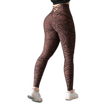 Leggings push up | Supplex Stretch, Liso Print – Café
