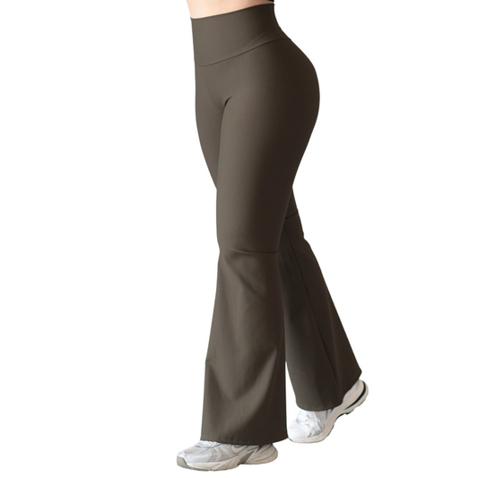 Leggings Deportivos para Mujer Fitness:  Efecto Básico, Cintura Alta, Textil Lycra Transpirable con Relieves Lineas, Color Verde Musgo | Adriana Olimpo