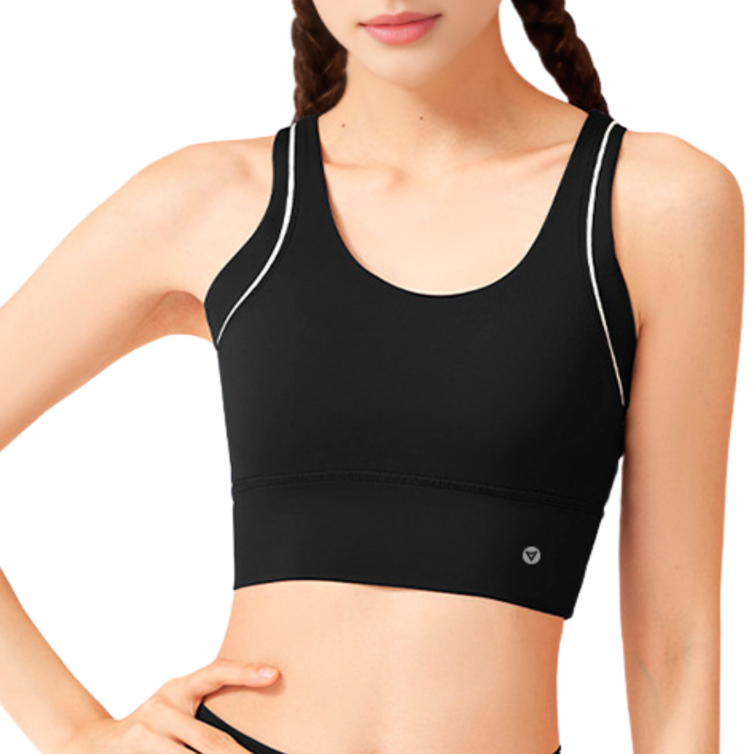 Top para Mujer Fitness: Efecto Alto Impacto, Ajuste Perfecto, Con avertura para Copas, Textil Liso, Transpirable, Color  Negro | Adriana Olimpo