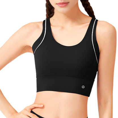 Top para Mujer Fitness: Efecto Alto Impacto, Ajuste Perfecto, Con avertura para Copas, Textil Liso, Transpirable, Color  Negro | Adriana Olimpo