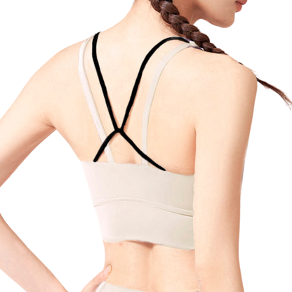 Top para Mujer Fitness: Efecto Alto Impacto, Ajuste Perfecto, Con avertura para Copas, Textil Liso, Transpirable, Color  Beige | Adriana Olimpo