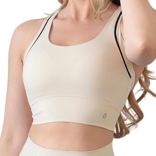 Top para Mujer Fitness: Efecto Alto Impacto, Ajuste Perfecto, Con avertura para Copas, Textil Liso, Transpirable, Color  Beige | Adriana Olimpo