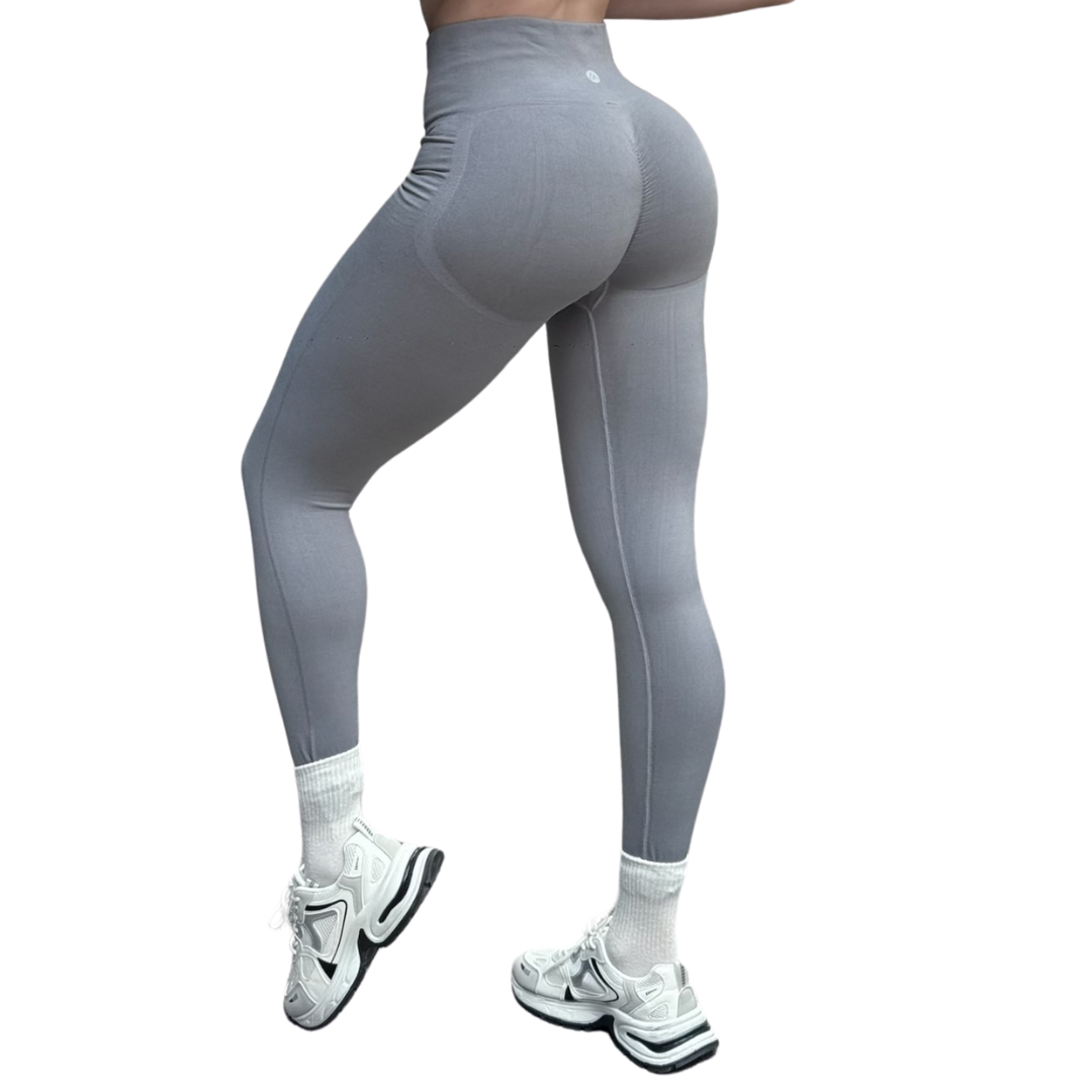 🔸 Leggings Burbuja + Push Up | Seamless Compresión - gris plata