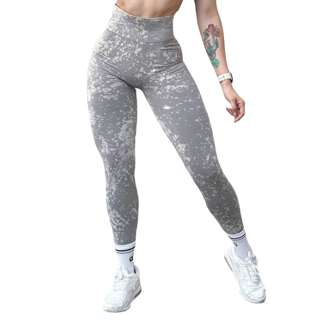Leggings Deportivos para Mujer Fitness: Seamless Efecto Push Up, Cintura Alta, Textil Tejido Liso Suave Transpirable , Color Gris Moteado | Adriana Olimpo