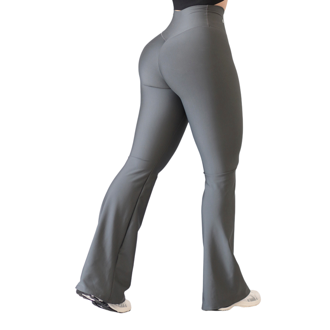 Leggings Deportivos para Mujer Fitness: Efecto Push Up, Cintura Alta, Textil Lycra Transpirable con Acabado Liso, Color Gris Luna | Adriana Olimpo