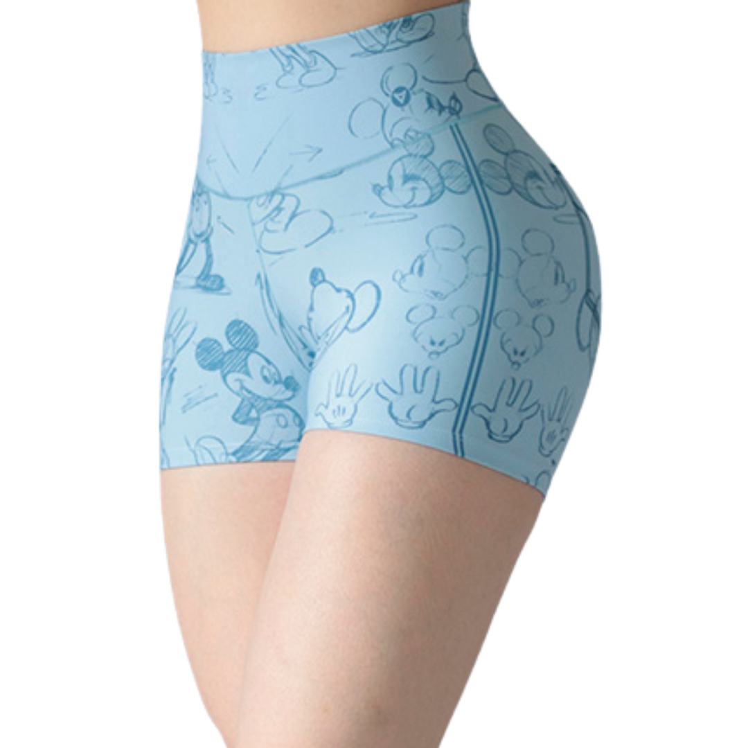 Short Mini para Mujer Fitness: Efecto Básico, Cintura Alta, Textil Lycra Transpirable con Acabado Liso Mikey, Azul | Adriana Olimpo