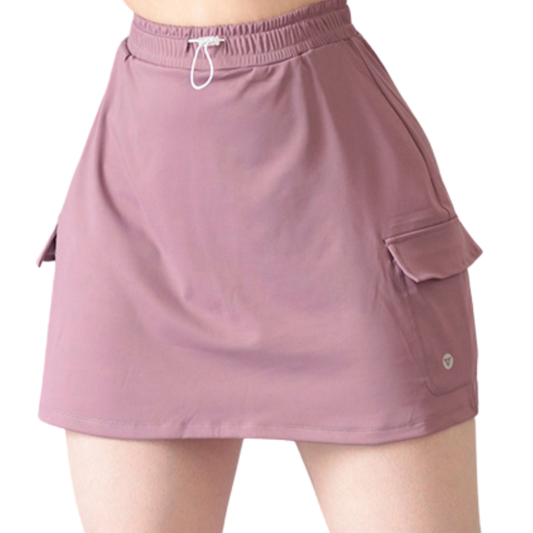 Falda Shorts Deportivos para Mujer Fitness: Efecto Básico, Cintura Alta Con Listón, Textil Lycra Transpirable con Acabado Liso, Color Rubor | Adriana Olimpo