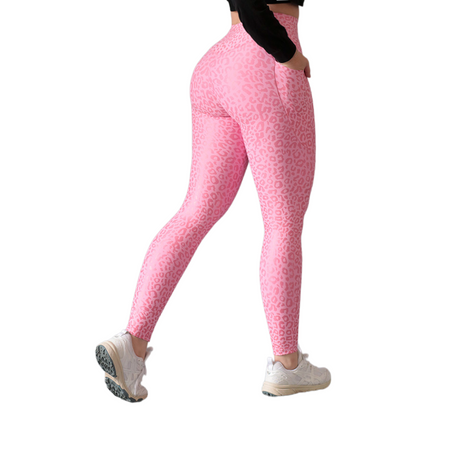 Leggings básico con bolsillos | Supplex Stretch, Destellos Felina – Rosa