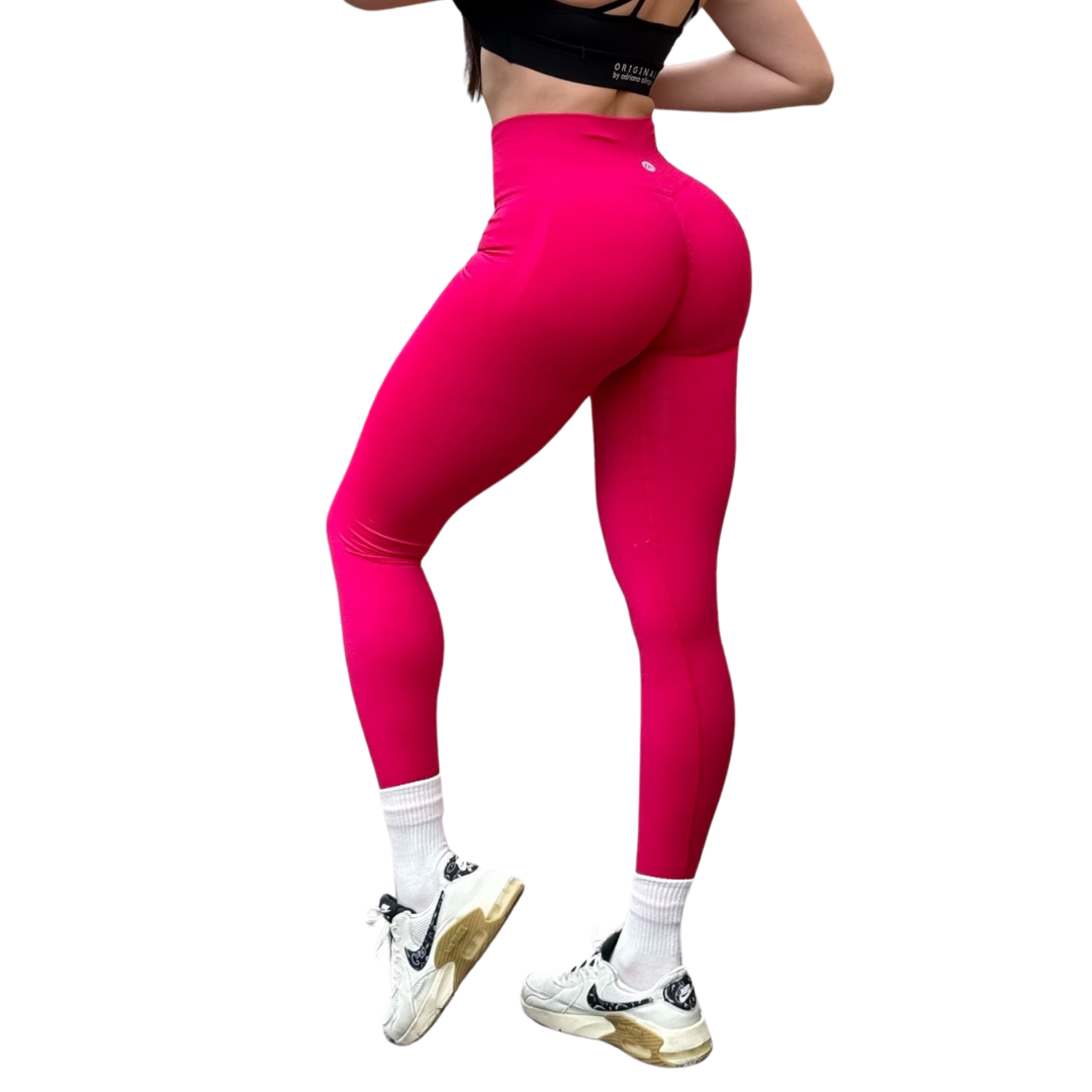 Leggings Deportivos para Mujer Fitness: Seamless Efecto Push Up y Burbuja, Cintura Alta, Textil Tejido Liso Suave Transpirable , Color Paradice Pink | Adriana Olimpo
