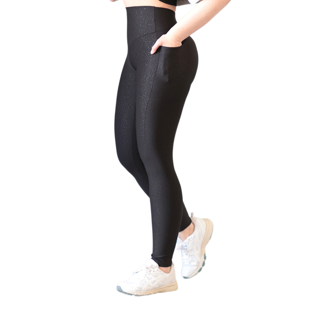 Leggings básico con bolsillos | Supplex Stretch, Relieves Sond - Negra