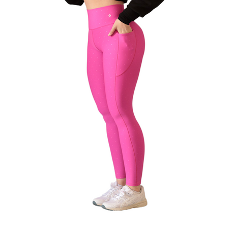 Leggings básico con bolsillos | Supplex Stretch, Relieves Polka - Rosa