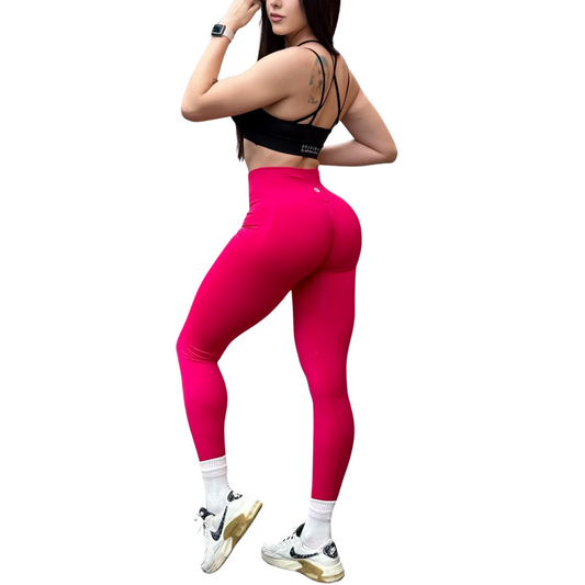 Leggings Deportivos para Mujer Fitness: Seamless Efecto Push Up y Burbuja, Cintura Alta, Textil Tejido Liso Suave Transpirable , Color Paradice Pink | Adriana Olimpo