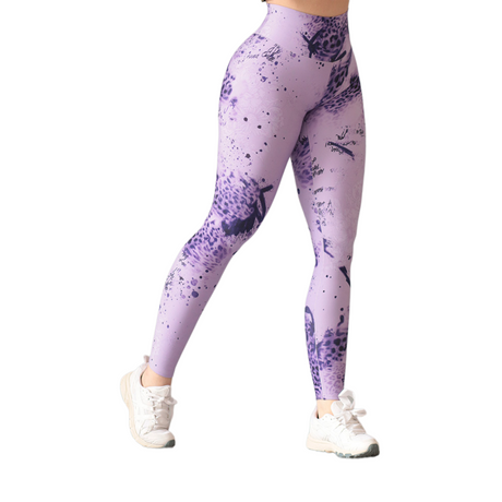 Leggings push up | Supplex Stretch, Liso Parches Print – Lila