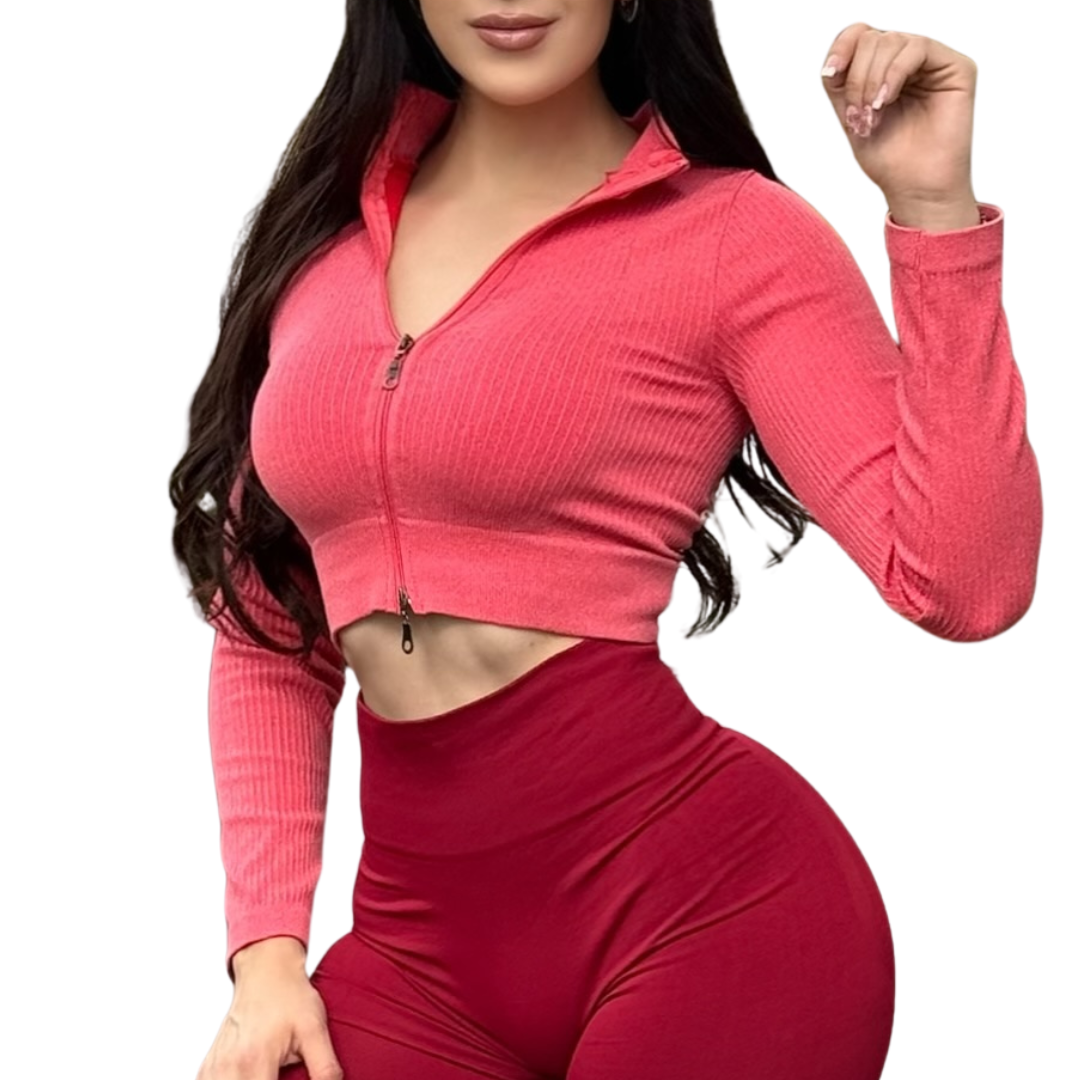 ADRIANAOLIMPO® | Blusa - Chamarra deportiva manga larga | Transpirable, Relieves – Rojo Cereza | Ropa deportiva para mujer Elite HotSale Blackfriaday Envío Gratis a México. Mayoreo Menudeo Ofertas Exclusivas