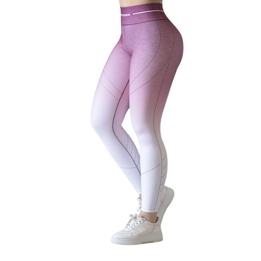 Leggings Deportivos para Mujer Fitness: Efecto Básico, Cintura Alta, Textil Lycra Transpirable con Acabado Liso Degradado, Moradito | Adriana Olimpo