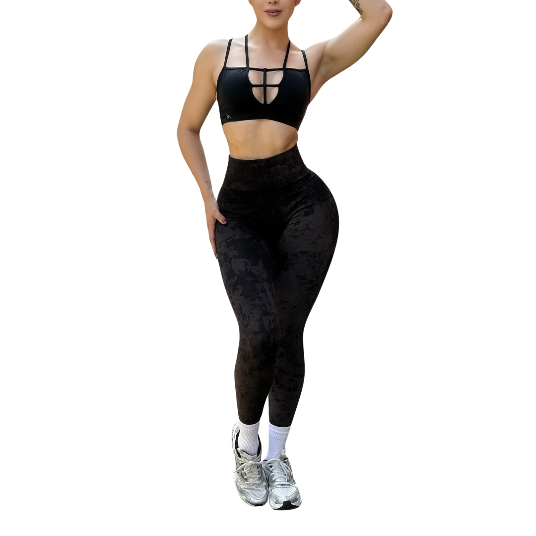 Leggings Burbuja + Push Up | Seamless Compresión - Negro Deslavado