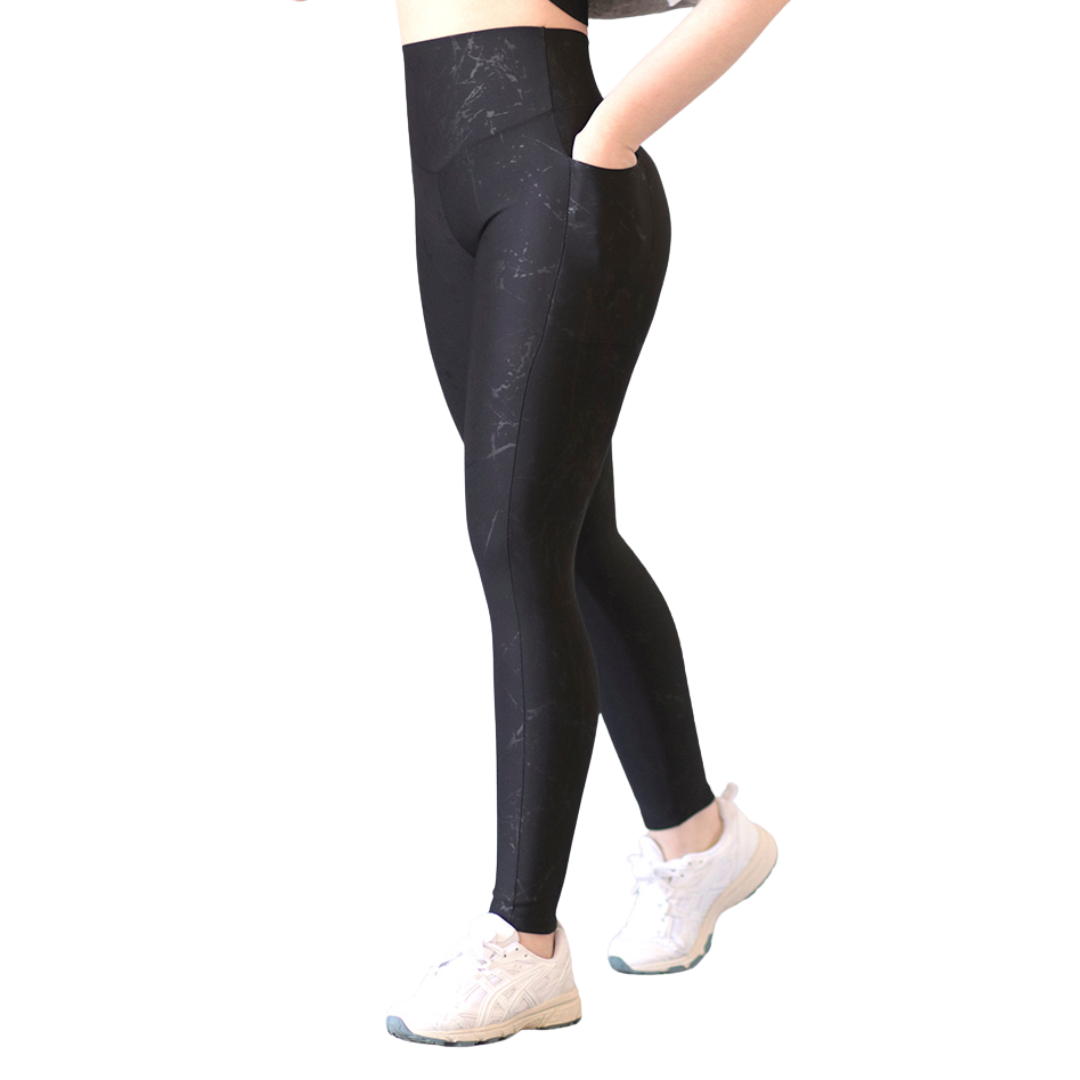 Leggings básico con bolsillos | Supplex Stretch, Relieves Leca - Negra