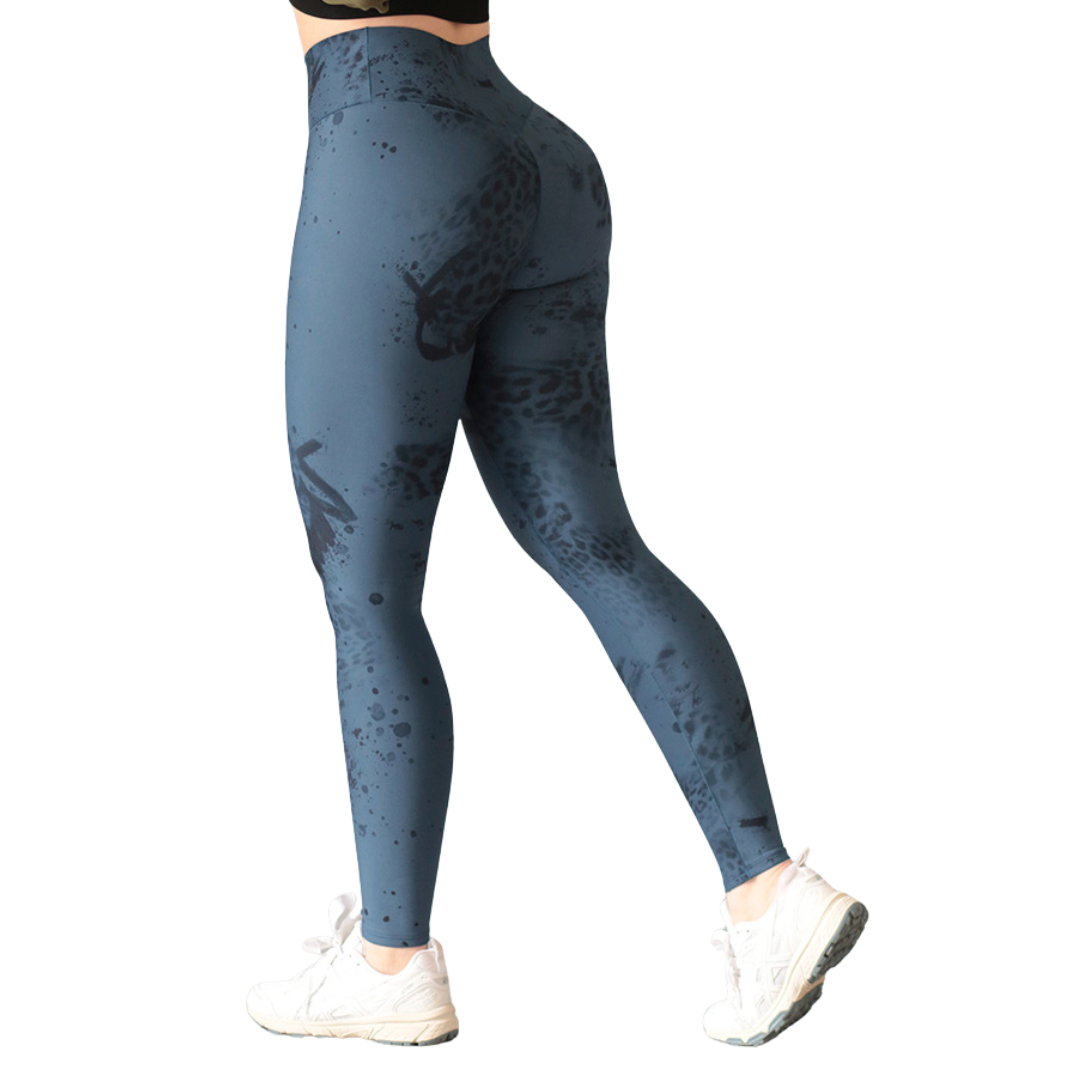 Leggings push up | Supplex Stretch, Liso Parches Print – Azul