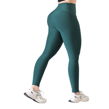 Leggings Deportivos para Mujer Fitness: Efecto Básico, Cintura Alta, Textil Lycra Transpirable con Acabado Liso, Color Verde Botella | Adriana Olimpo