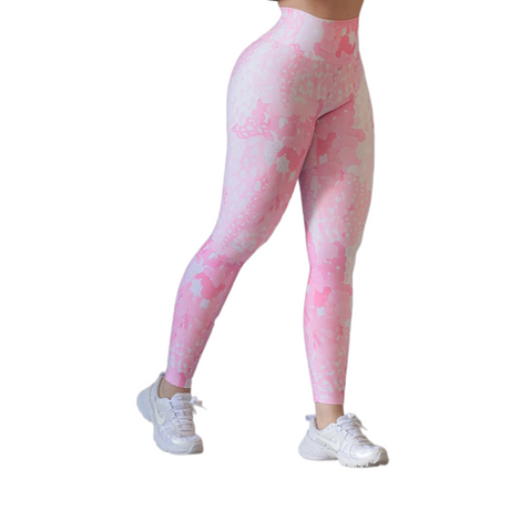 Leggings push up | Supplex Stretch, Liso – blanco & rosa