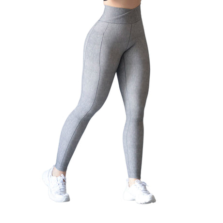 Leggings básico con bolsillos | Supplex Stretch, Liso Mezclilla  – Grisaceo