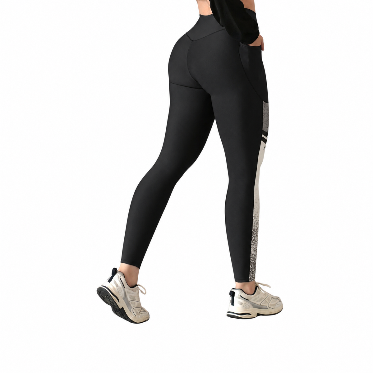 Leggings básico con bolsillos | Supplex Stretch, Liso – Negro