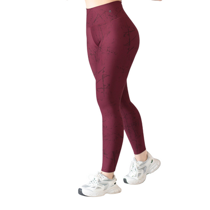 Leggings Deportivos para Mujer Fitness: Efecto Push Up, Cintura Alta, Textil Lycra Transpirable con Acabado Liso, Color Vino | Adriana Olimpo