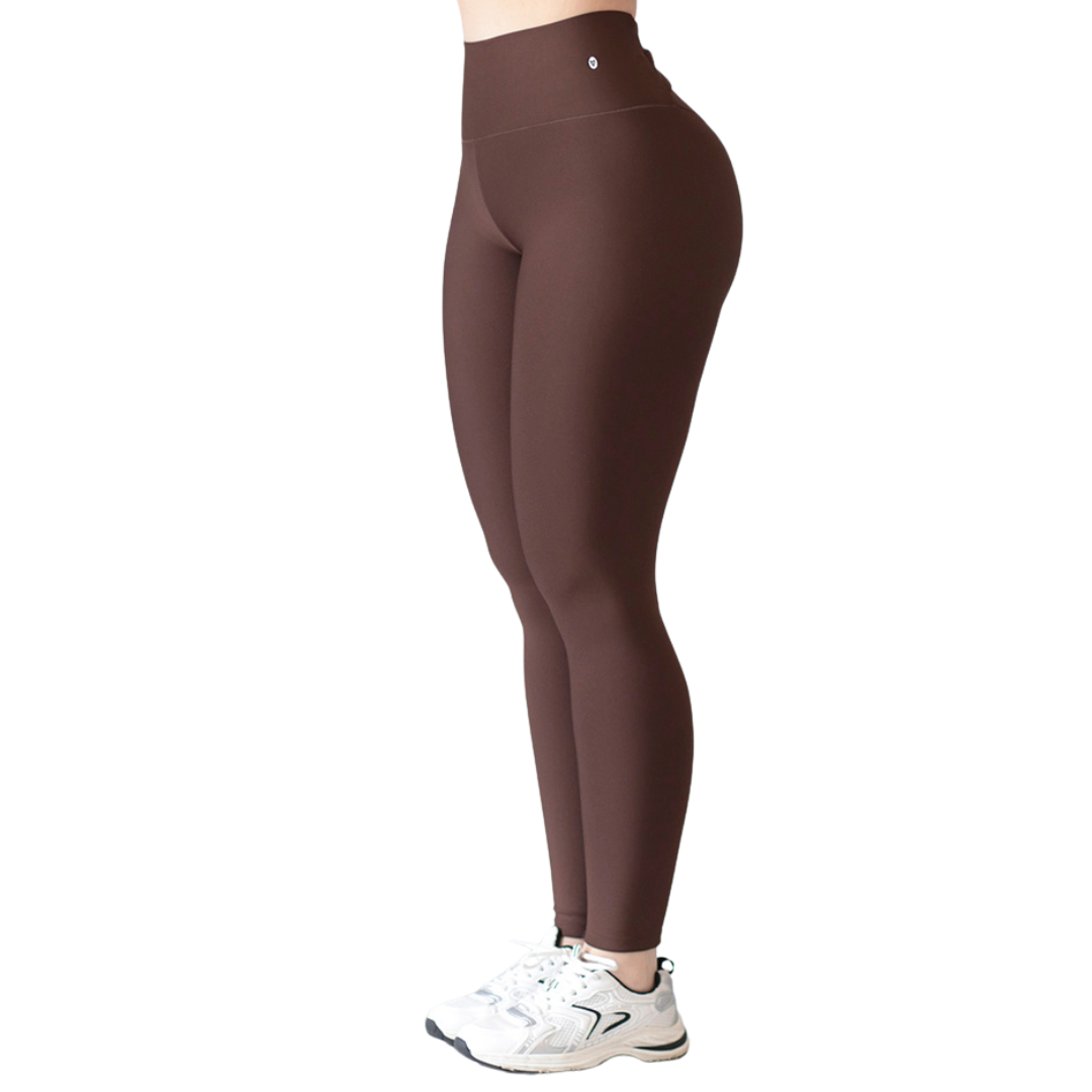 Leggings Deportivos para Mujer Fitness: Efecto Push Up, Cintura Alta, Textil Lycra Transpirable con Acabado Liso, Color Café | Adriana Olimpo