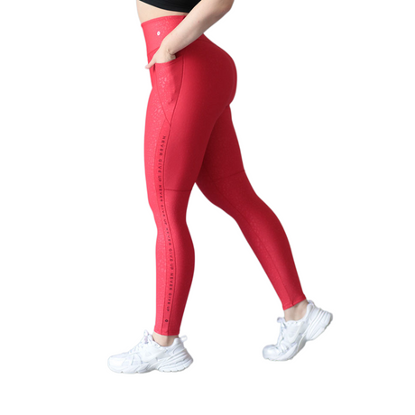 Leggings básico con bolsillos | Supplex Stretch, Relieves Print | Rojo